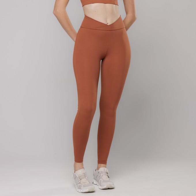 Legging Fitness Cós Transpassado Marrom
