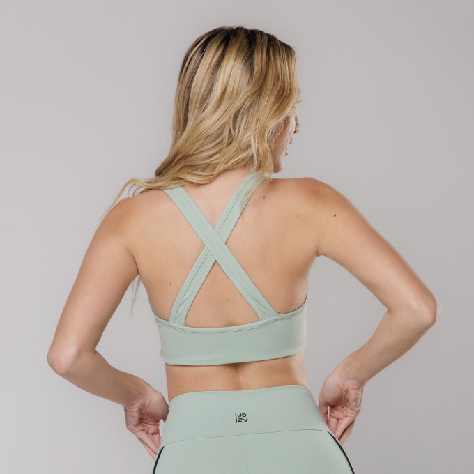 Top Fitness com Alça Cruzada Costas Verde Claro