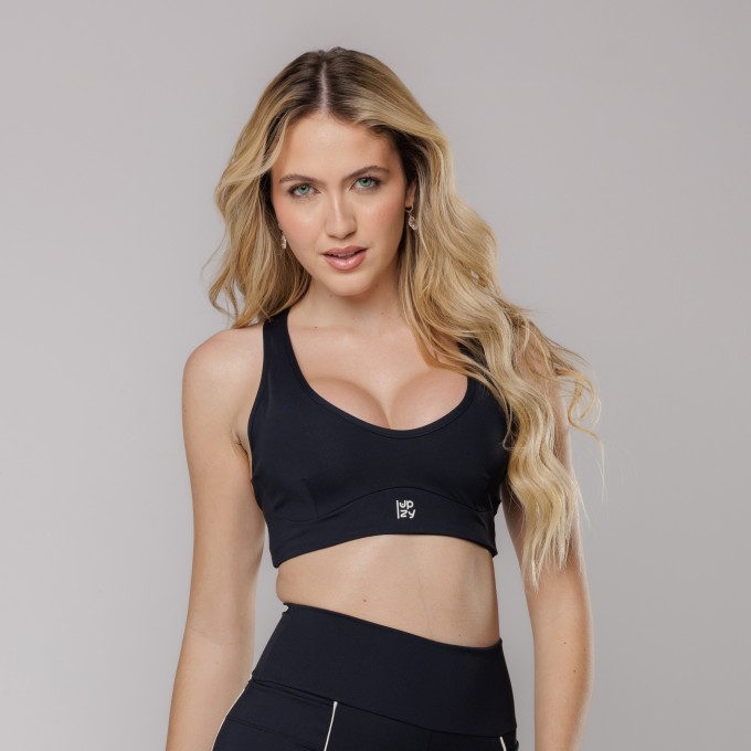 Top Fitness com Alça Cruzada Costas Preto