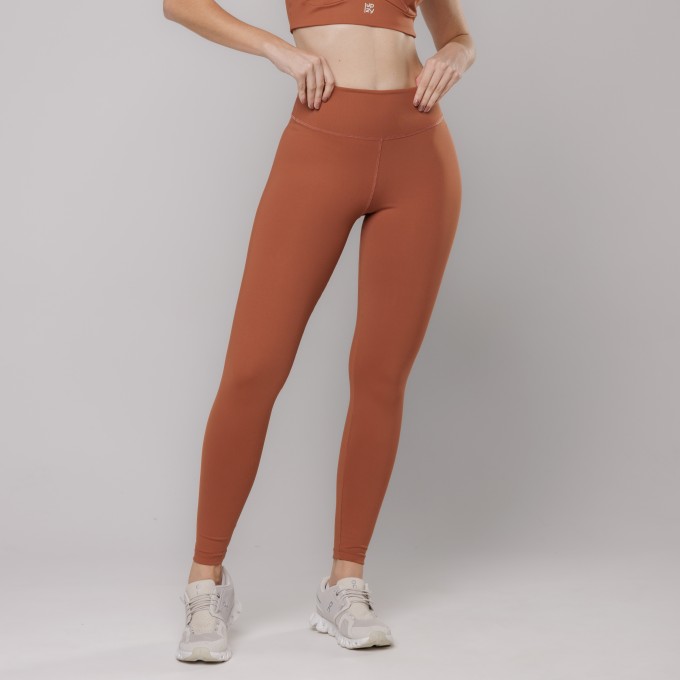 Calça Legging Fitness com Costura Marrom