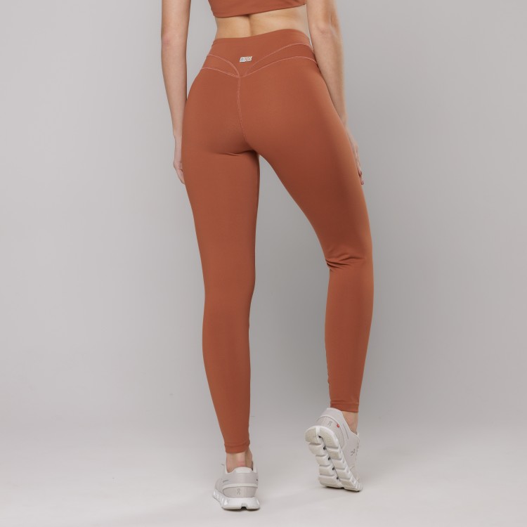 Calça Legging Fitness com Costura Marrom