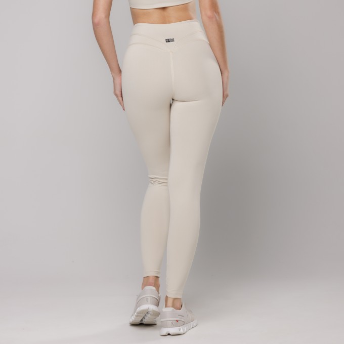 Calça Legging Fitness com Costura Bege