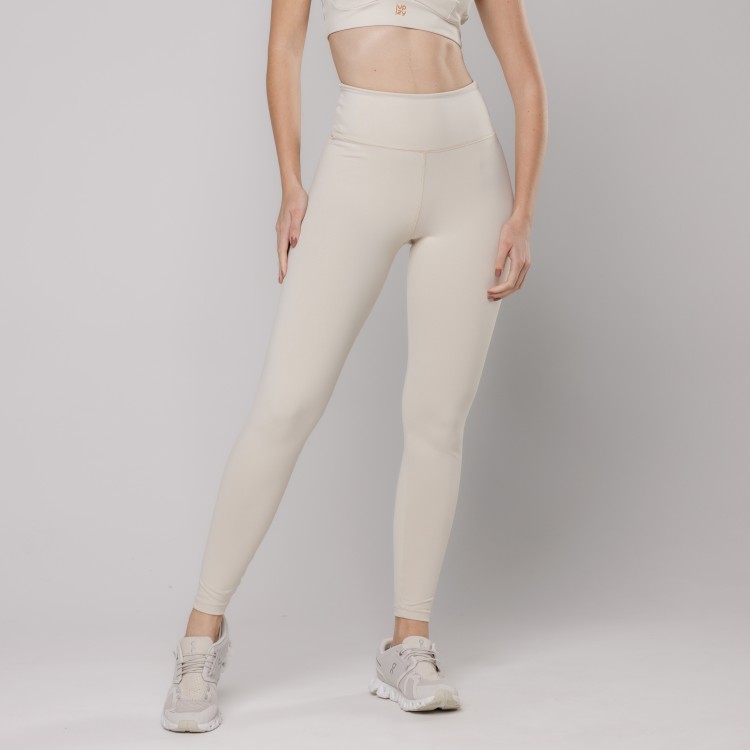 Calça Legging Fitness com Costura Bege