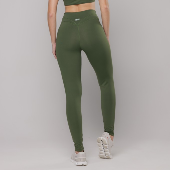 Calça Legging Fitness com Costura Verde Escuro