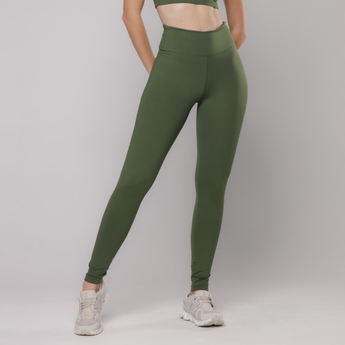 Calça Legging Fitness com Costura Verde Escuro